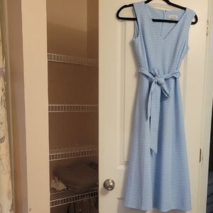 Calvin Klein Light Blue Textured Midi Dress